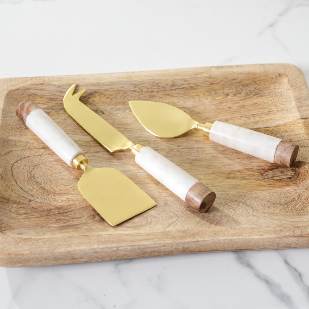 MARBLE & GOLD CHEESE KNIFE SET